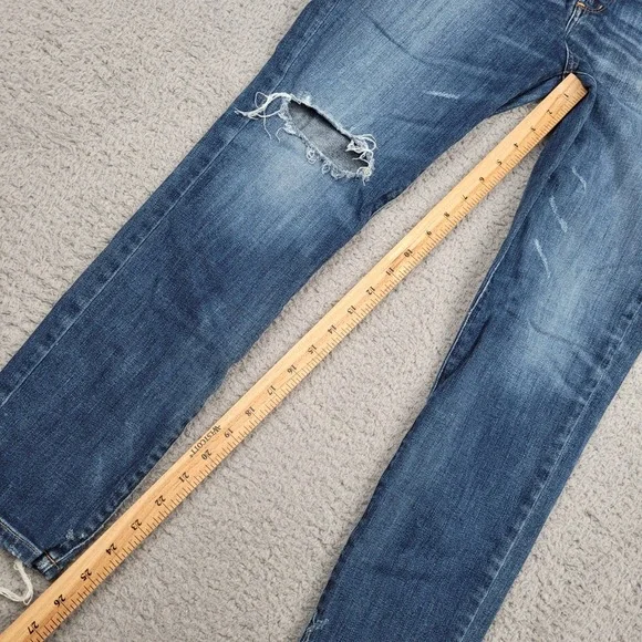AGOLDE Denim Jeans Womens Size 30 Distressed Ripped Knee Blue Wash - Picture 10 of 12